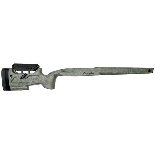 Der GRAYBOE CORE UMC kompatible Adjustable Stock bietet überragende Stärke, Anpassungsfähigkeit und Präzision für Langstreckenwettkämpfe mit AICS-Magazinen.