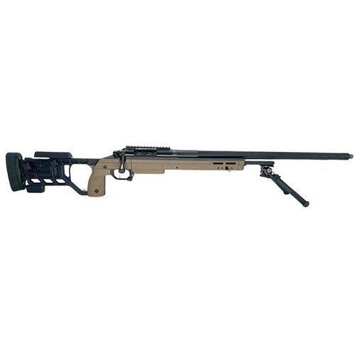 Die EXECUTIVE Precision .308 Winchester bietet ein leichtes, modulares Bolt-Action-System mit schnellem Laufwechsel, präziser Ergonomie und ¼-MOA Genauigkeit.