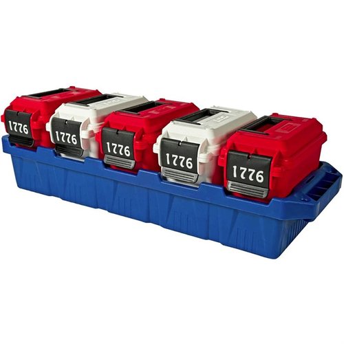 Die MTM 250TH ANNIVERSARY AMMO CRATE bietet Platz für 5 O-Ring-verschlossene Ammo Cans, ist stapelbar und ideal für den Transport von Munition.