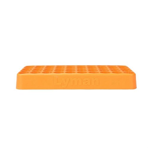 Der Lyman Custom-Fit Loading Block aus robustem Polymer hält 50 Patronen und ist in sechs Größen von .338 bis .615 Kaliber erhältlich.