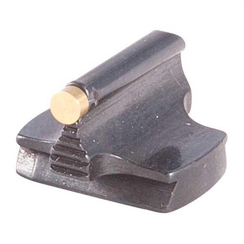 Präzisionsgefertigte RIFLE BARREL MOUNTED Frontsicht aus Stahl, bläulich poliert, mit konturiertem Blatt und verschiedenen Perlenoptionen für optimale Zielgenauigkeit.