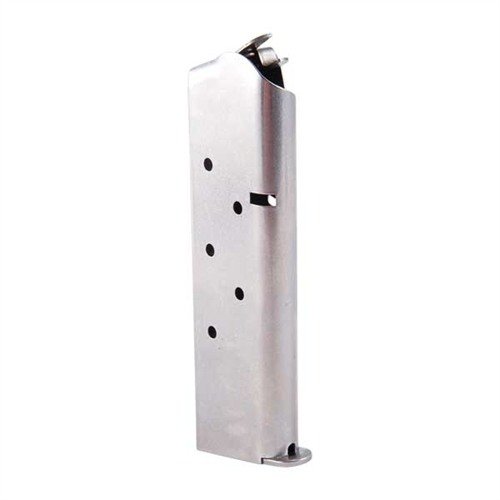 Robuste, hochwertige 1911 .45ACP Magazine aus blued carbon steel oder Edelstahl, mit flachem oder runden Stahl-Follower für zuverlässige letzte Runde.