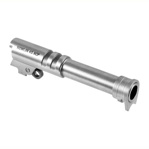 Der Nowlin 45ACP S/S 1911 Pre-Fit Match Grade Barrel 4.25" ist einfach zu installieren und bietet hohe Präzision mit vorgefertigtem Bushing, Link und Pin.