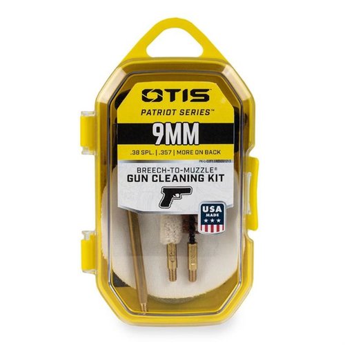 Das PATRIOT Series Pistol Kit von Otis bietet alles, was du für die Reinigung von Breech-to-Muzzle® benötigst, inklusive 100% Baumwoll-Patches und Memory-Flex® Kabel.
