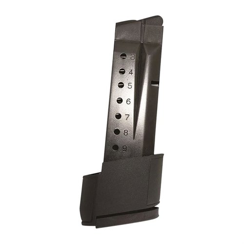 Die SMITH & WESSON SHIELD Stahlmagazine bieten eine verbesserte Kapazität von 8, 9 oder 10 Schuss, sind aus hitzebehandeltem Kohlenstoffstahl und in den USA gefertigt.