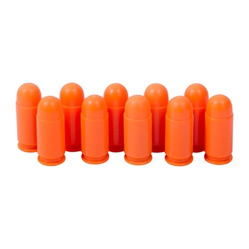 Die SAF-T-TRAINERS Dummy Rounds in leuchtendem Orange sind ideal für dein Training, um Verwechslungen mit echten Patronen zu vermeiden und die Sicherheit zu erhöhen.