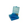 Die FLIP TOP PISTOL AMMO BOX von MTM CASE-GARD bietet eine robuste, stapelbare Aufbewahrung für 100 Patronen, ideal für den Schießstand und mit 25 Jahren Garantie.