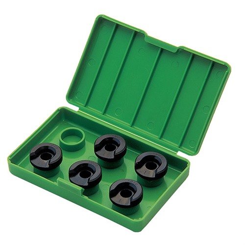 Das Redding 5-teilige Shellholder-Set ermöglicht dir die präzise Anpassung des Headspace mit verschiedenen Stärken und kommt in einer praktischen Aufbewahrungsbox.