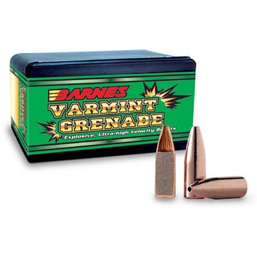 Die Varmint Grenade von Barnes ist eine bleifreie, hochfrangible Kugel, die explosive Ergebnisse liefert und selbst bei hohen Geschwindigkeiten stabil bleibt.