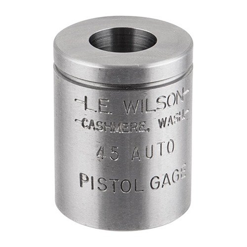 Mit dem WILSON PISTOL MAX CASE GAGE kannst du präzise Maße für deine 45 ACP/45 AUTO Hülsen prüfen und so das Übergrößen beim Nachladen vermeiden.