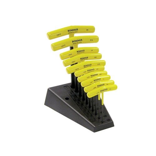 Das Bondhus T-HANDLE HEX TOOL SET bietet dir 10 komfortable, griffige Werkzeuge von 3/32 bis 3/8 Zoll und eine praktische Standhalterung für einfachen Zugriff.