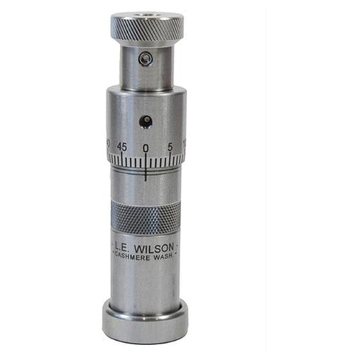 Die L.E. Wilson Micrometer Top Bullet Seater Dies bieten präzise Einstellungen in 0,001"-Schritten, sind aus robustem Edelstahl gefertigt und ideal für die Nutzung mit einer Arbor Press.