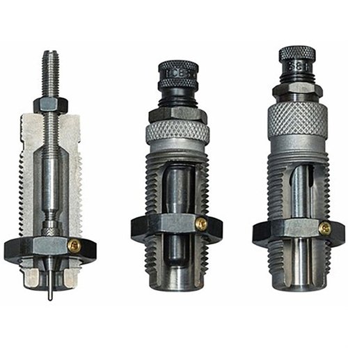 Das RCBS Carbide Pistol 3-Die Set bietet dir eine carbide sizer die, die das Fetten von Hülsen überflüssig macht, sowie eine Expander- und Sitzdie für perfekte Ergebnisse.