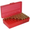 Die FLIP TOP PISTOL AMMO BOX von MTM CASE-GARD ist ideal für das Schießen, bietet Platz für 50 Patronen, ist stapelbar und hat eine 25-jährige Garantie auf den Verschluss.