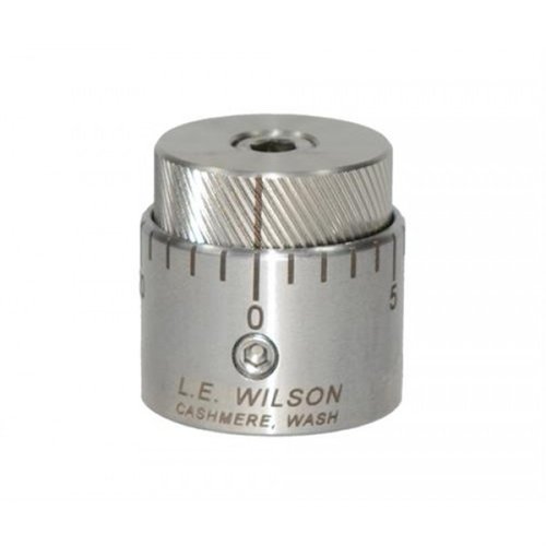 Der MICRO-ADJUSTABLE BULLET SEATER CAP von L.E. WILSON ermöglicht präzise und wiederholbare Anpassungen der Sitztiefe mit .001" Schritten für Kaliber von .17 bis .35.