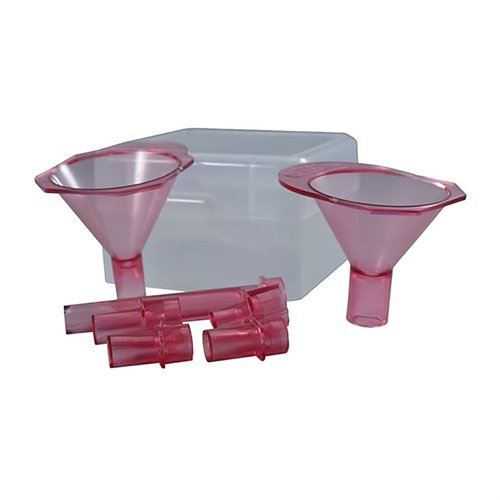 Das FUNNEL KIT von MEC RELOADING erleichtert das Nachladen: Mit zwei Trichtern und fünf verschiedenen Röhren kannst du Pulver präzise in die Hülsen gießen.
