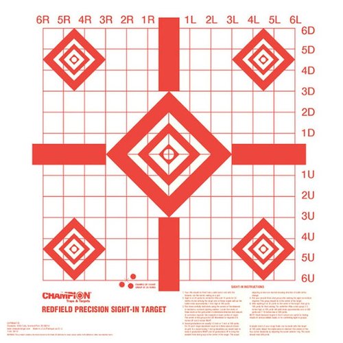 Die REDFIELD SIGHT-IN TARGETS erleichtern das Zielen mit 90°-Linien und einem 1"-Raster für Windage und Elevation. Helle fluoreszierende Farbe!