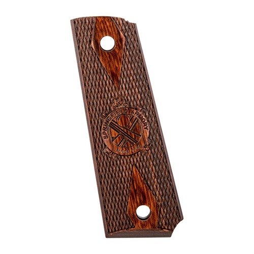 Die Cocobolo Checkered Cross Cannon Griffplatten für die Springfield 1911 bieten eine perfekte Passform und einen eleganten Look dank des abgerundeten Mag Well.