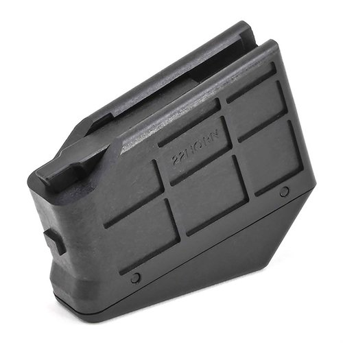 Das SAVAGE ARMS M25 Magazin für die .22 Hornet bietet Platz für 4 Schüsse und überzeugt durch seine robuste, synthetische Bauweise – ideal für präzises Schießen.