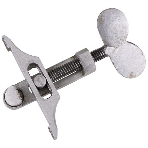 Der MAINSPRING VISE von TRACK OF THE WOLF erleichtert das Komprimieren von "V"-Federn mit verstellbaren, drehbaren Backen und einem breiten Handrad.