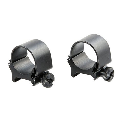 Die TOP MOUNT RINGS von WEAVER bieten eine robuste Aluminium-Basis und einen Stahl-Kappenverschluss in mattem Blau für verschiedene Zielfernrohrhöhen.