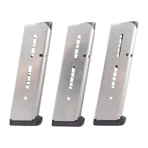 Das legendäre 47D Magazin von Wilson Combat ist die beliebteste 8-Schuss .45 ACP Option für Full-Size 1911 Handguns, erhältlich in Edelstahl oder mit Fluoropolymer-Beschichtung.
