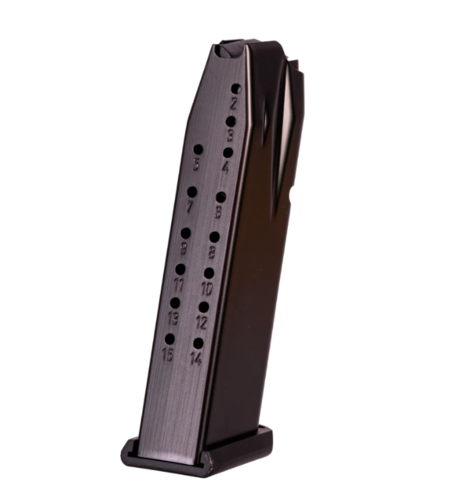 Das Canik Magazin TP9 Elite für 9x19 mm bietet dir 15 Schuss Kapazität, hohe Zuverlässigkeit und einfache Handhabung – perfekt für dein Schießerlebnis!